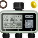 3 Outlet Sprinkler Timer Brass, Programmable Garden Hose Timer with Rain Delay, Manual& Automatic Watering System, Waterproof Digital Irrigation Controller Watering Evenly for 3 Separate Water Zones