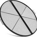 40 Inch X-Marks Fire Pit Grill Grate Round Foldable Fire Pit Cooking Grate Heavy Duty Steel Campfire BBQ Grill Grid with Handles for Outdoor Camping Cooking, Black