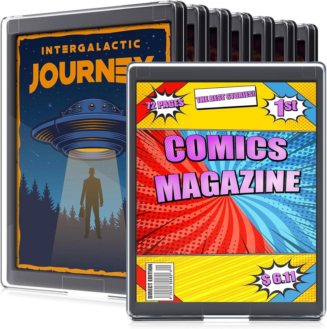 8 Pack Comic Book Frame 8.6'' x 11.8'', UV Protection Comic Book Storage Display Case Sleeve Magazine Frame Showcase Boards Picture Display Holder Decor for Wall Tabletop Home Office