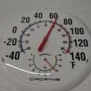 Circrane 13.25 Inch Round Thermometer with Hygrometer, Large Indoor Wall Patio Bimetal Weather Thermometer, No Battery Required, White