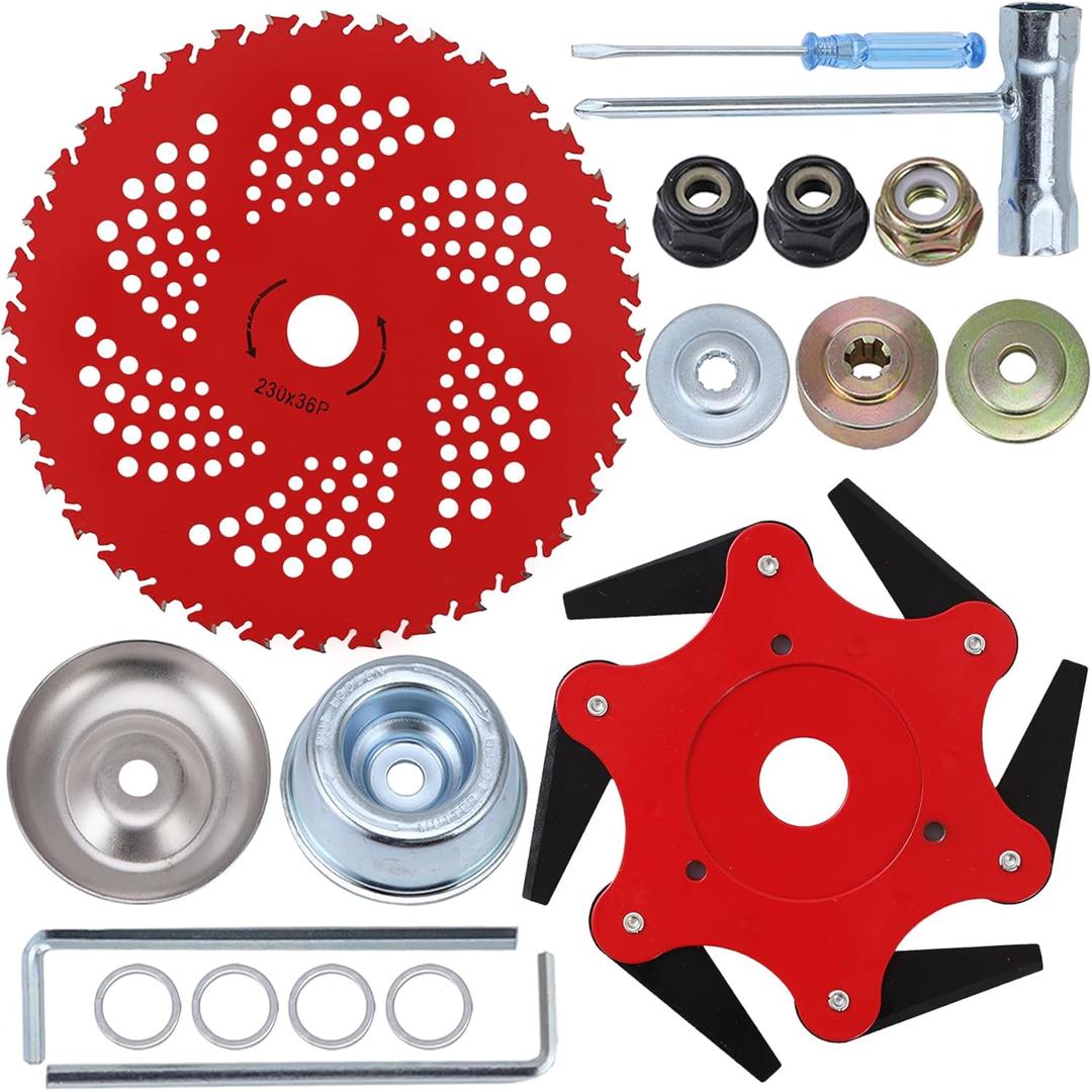 Steel Trimmer Head &9" x 36 Teeth Carbide Tipped Blades,Universal Weed Eater Blades Metal with Universal Adapter Kit, for Brush Cutter, Trimmer, Weed Eater.