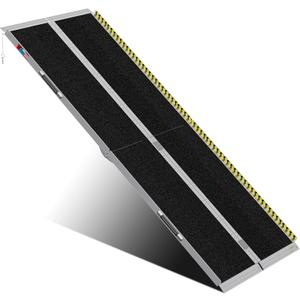 Portable Wheelchair Ramp 8FT, Anti-Slip Aluminum Folding Portable Ramp, Wheelchair Ramps for Home, Weight Capacity Up to 600 LBS, with Transition Plates Above and Below (8FT Using height 8-24")