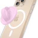 Magnetic Phone Grip Holder Compatible with MagSafe, Ultra Thin Silicone Finger Loop Ring Magnetic Grips for Back of Phone for iPhone Pro Max/Plus/16/15/14/13/12 Series, Primrose Pink