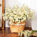 Serwalin 24pcs Small White Daisy Flowers Artificial Fake Wildflower Bouquet, Realistic Faux Daisies Arrangements for Wedding, Vase Centerpiece Table Decorations, DIY Home Party (Not Include Basket)