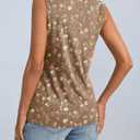 ORANDESIGNE Womens Floral Tank Tops Crewneck Sleeveless Shirts Casual Summer Loose fit Top Wlidflower Khaki Medium