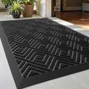 DEXI Front Door Mat Outside Entrance, 2x3 ft Entryway Rubber Back Doormat Heavy Duty, Non Slip Low Profile Welcome Entry Mats for Inside House Floor Exterior Patio, Checkered Black