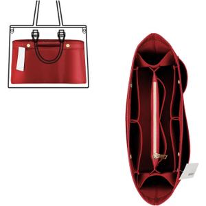 ZTUJO Purse Organizer Insert For Handbags, Silky Bag Organizer With 2 Zippers For Speedy Neverful Tote and More (Red, Large)