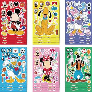 Make-a-face Stickers Sheets Make Your Own Stickers,Mixed & Matched with 6 Designed Characters(4 of Each) for Party Favors Supplies, Reward, Decor,Gift Idea