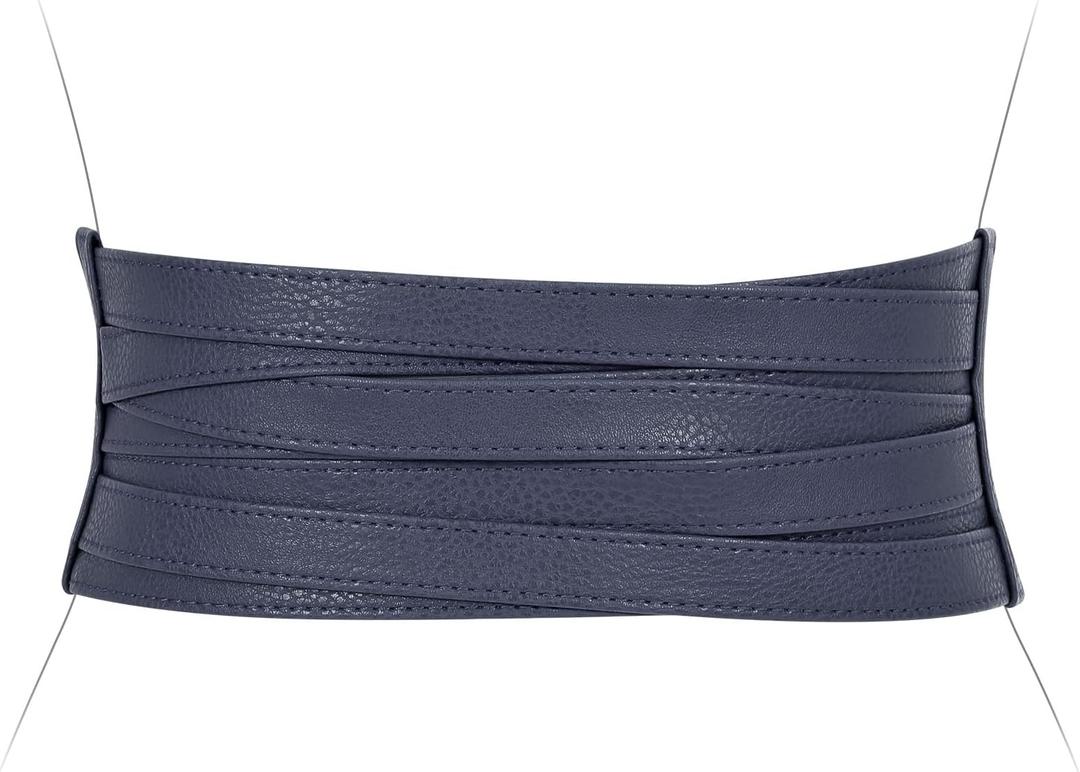 XZQTIVE Wide Elastic Belts for Women Dresses Black Waist Corset Belt for Women Fashion Wide Stretchy Belts (Fits Waist Sizes 29-33 inch, Width:4in Braided Navy Blue)