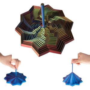 3D Printed Expanded Sensory Fidget Star - Sensory Fidget Star with Handle, Colorful Whirling Spiral Design, 2025 New Star Shaped Fidget Star (Type-H, Small)