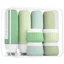 Travel Bottles for Toiletries 8 Pack, Tsa Approved Travel Size Toiletries 3 oz, Travel Containers for Toiletries, with Clear Bag, Leak Proof Silicone Squeezable Travel Essentials Creams Jars (Water Green)