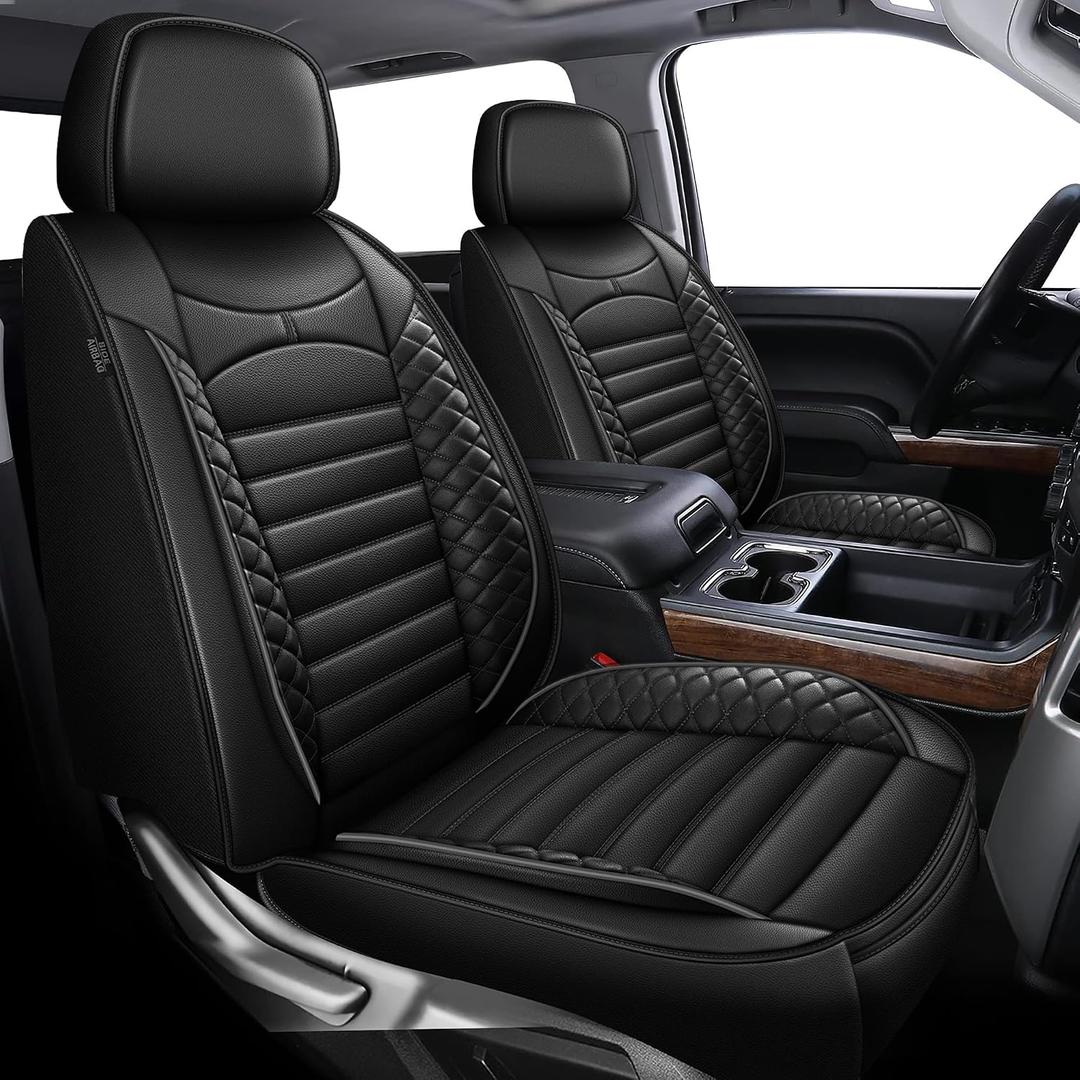AOMSAZTO Chevy Silverado Seat Covers Custom Fit Silverado GMC Sierra 2007-2025 2026 1500/2500/3500HD Pick-up Easy-Install Waterproof Seat Cushion for Silverado(5 Seats,Black)