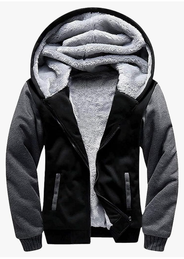 GEEK LIGHTING Boys Sherpa Lined Hoodie Kids Fleece Sweatshirt Full Zip Hooded Jacket M