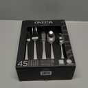 Oneida Silverware Set, Satin Lincoln 45-Piece Everyday Flatware Set, Service For 8, 18/0 Stainless Steel, Satin Finish, Knives Spoons And Forks Set, Dishwasher Safe, Home and Kitchen(Silver, 45 Piece)