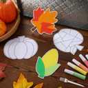 24 Sets Fall Sand Art Crafts for Kids Autumn Maple Leaf Pumpkin Turkey DIY Painting Crafts Kit with Colored Sand and Brushes for Fall Thanksgiving Home Party Activities