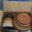 Teivio 32-Piece Kitchen Plastic Wheat Straw Dinnerware Set, Service for 8, Dinner Plates, Dessert Plate, Cereal Bowls, Cups, Unbreakable Colorful Plastic Outdoor Camping Dishes, Desert