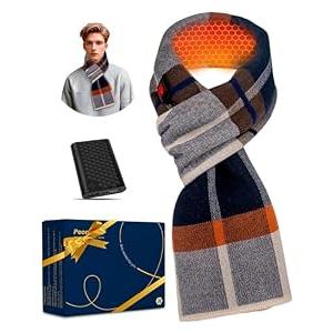 PEONYRISE Heated Scarf for Men Women Electric Rechargeable Heating Shawl Neck Warmer Portable Powered Intelligent Scarves Warming Wraps Clothes Heater Fleece Pad Gray Blue