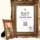 97 Decor 5x7 Antique Picture Frame - Gold Vintage Picture Frames 5x7, Ornate Frames 5 X 7 With Glass Front For Tabletop Photo Display And Wall Hanging, Victorian Poster Frame 5 By 7
