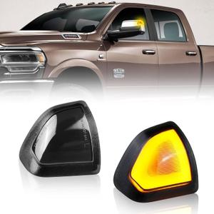 LED Side Mirror Turn Signal Light Left & Right Rear View Mirror Lamps Smoked Cover Lens for 68302828AA 68302829AA Compatible with 2010-2018 Dodge Ram 1500 2500 3500 4500 5500, Pack of 2