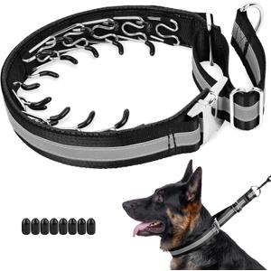 Mayerzon Martingale No Pull Collar for Large Medium Dogs, Patented Dog Walking Training Collar for Pulling, 1.5'' Wide Alloy Buckle, Neoprene Padded, Adjustable, Reflective, Easy to Use(L, Black)