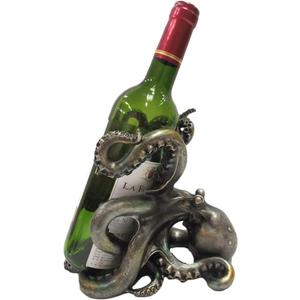 Pacific Giftware Rustic Silver Octopus Wine Holder 7.5 Inch Tall Tabletop Bar Counter Decorative Sculpture, 8.25 x 6.75 x 7.5 inches