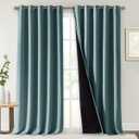 NICETOWN Aqua 100% Blackout Curtains for Windows, Super Heavy-Duty Black Lined Total Darkness Drapes for Bedroom, Privacy Assured Window Treatment for Patio (Pack of 2, 70 inches W x 108 inches L)
