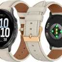 Leather Watch Bands for Garmin Venu 4 45m / Venu 3 45mm/Venu 2, 22mm Soft PU Leather Bracelet Wristband, Replacement Straps for Garmin Forerunner 265S/255S/255S Music/Vivoactive 4S/Active - Off-white