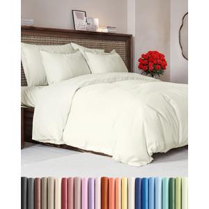 Duvet Cover King Size Set - Extra Soft King Duvet Cover 104" x 90" with 2 Pillow Shams - Hotel Luxury, Easy Care and Fade Free w/ Zipper Closures & Ties - All Season, Comfy, Cozy & Breathable (Ivory) (No Comforter)