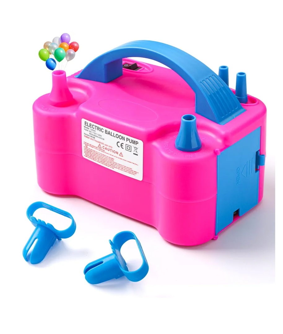 Balloon Pump Electric, Portable Automatic Dual Nozzle Inflator 110V 600W with Tying Tools for Birthday Gender Reveal Baby Shower Balloons Party Decorations