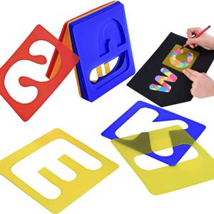 TecUnite 26 Pieces Alphabet Stencils Set Plastic Letter Stencils for Painting Learning, DIY Craft Decoration (8 x 8 Inches)