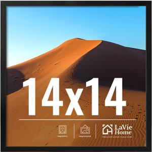 LaVie Home 14x14 Picture Frame for Wall Display, 14x14 Black Picture Frame with HD Plexiglas, 14 x 14 Square Frame 1 Pack, Display Frame for Vertical or Horizontal, Classic Collection