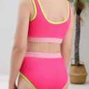 blibean Tween Girls Swimsuits Two Piece Colorblock Bikini Sets with Chest Pad  (Pink, XXL)