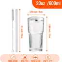20oz Glass Tumblers with Lids and Straws - Stylish Vintage Ribbed Design for Iced Coffee, Juice, Smoothies, Milkshakes, Cold Beverages & Whiskey Cocktail Beer - Includes Cleaning Brush (2pack-Frosted)