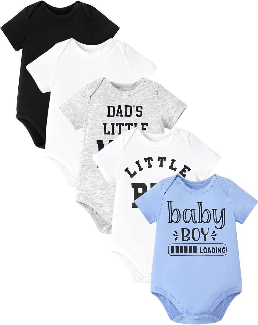 PATPAT Baby Bodysuits Supersoft Bamboo Viscose - Short Sleeve Boys and Girls - Newborn Infant Unisex Clothes Pack (0-3 Months)