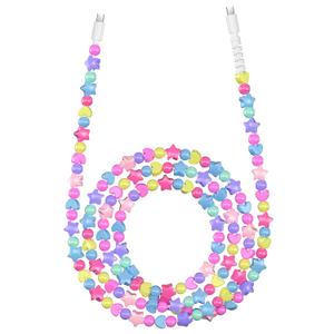 VOFUOE USB C Cable for iPhone 17 Charging Cable Star Beads Charging Cord Extra Long 6.6FT Fast Charging USB C to Type C for Girls Women for iPhone 16/15, for Galaxy S25, for iPad A16-Colorful