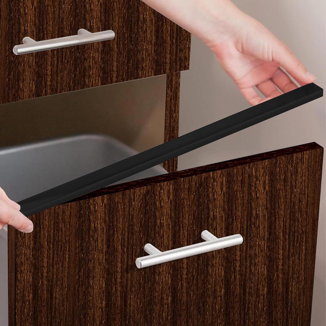 Cabinet Hero Slimline Door Protector  Slip-On Plastic Edge Guard  Protect Kitchen & Drawer Fronts  Prevent Wear, Chipping, Discoloration, Cabinet Bumpers  3/4" Thick, 24" Length  Black, Pack of 4 (24" Length x 3/4" Door Thickness (Pack of 4), Black)