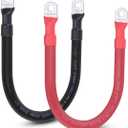 1/0 AWG Flexible Battery Cable with 5/16" Terminals - OFC Pure Copper Inverter & Welding Wire for Automotive Solar RV Motorcycle (Red + Black 1FT Pair)