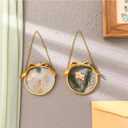 4 Pcs Double Glass Frame for Pressed Flowers with Bow Gold Glass Picture Frame for Pressed Flowers Ornate Wallet Size Tabletop and Wall Mount Decor (Round)