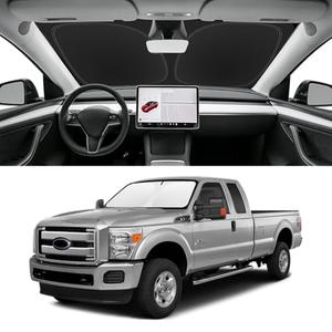 SLOGENTO Custom Fit Windshield Sun Shade for Ford F250 F350 F450 2008-2016, Blocks UV & Heat, Front Window Sunshade Accessories, Easy Fold & Store Keep Your Car Cooler