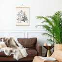 DNEULYR Winter Snowman Christmas Tree Wall Art Poster, Rustic Christmas Wall Decor, Holiday Winter Snowy Xmas Tree Snowman Poster Hanger Frame for Home Bedroom Living Room, 12x16 Inches (color9)