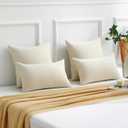 FUTEI Cream Decorative Throw Pillow Covers 16x16 Inch Set of 2,Soft Chenille Triangle Check Pattern Cushion Case,Modern Home Decor for Couch Bed Living Room