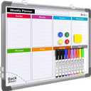Small Weekly Calendar Dry Erase Whiteboard for Wall, 16" x 12" Magnetic Dry Erase Board, Hanging Double-Sided Whiteboard, Portable Board for List, Kitchen, Planning, Memo, Home, Office