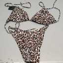 Women's Two Piece Bikini Sets Sexy Halter Ring Swimsuit Triangle String Cheeky Bathing Suit (Large, Leopard)