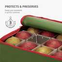 ZOBER Christmas Ornament Storage Box - Stores 64 3" Ornaments, With Dividers - Ornament Organizer Storage Box, Durable Christmas Containers Holder, Dual Zipper - Green