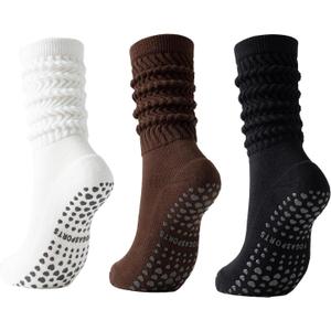 Scrunch Pilates Grip Socks for Women, Yoga Slouch Socks with Grip for Dance Gym Exercise (M)