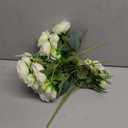 Geosar 8 Bundles Artificial Peonies Flowers Fake Silk Peony Bouquet Faux Peonies Flowers Bulk for Decoration Vase Floral Arrangements Wedding Party Table (White,Green)