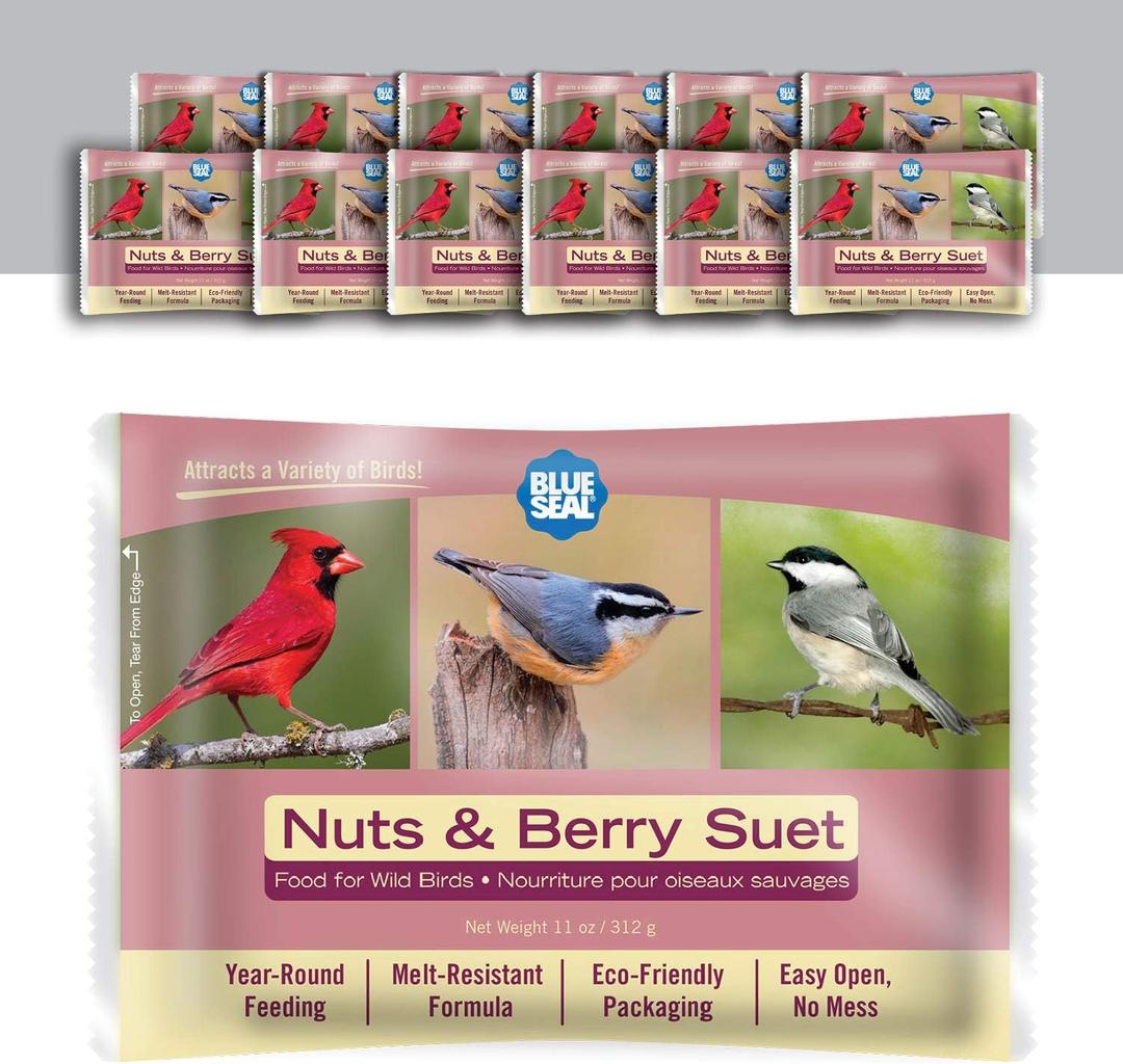 Blue Seal Nuts & Berry Suet Cake | No Mess Wild Bird Suet | 11 oz (12 Pack)