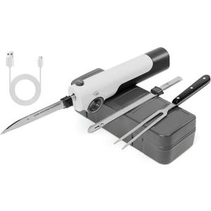 Cordless Electric Knife Rechargeable, Electric Carving Knife for Carving Meats, Poultry, Bread, Crafting Foam, Serving Fork Included