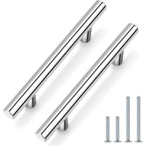 Probrico 20 Pack Polished Chrome Cabinet Handles 4 Inch Hole Centers T Bar Stainless Steel Drawer Dresser Pulls, 102mm Cabinet Pulls Kitchen Hardware Bathroom Handles