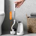 Lefree Toilet Brush and Holder Set, Bathroom Cleaner Brush Set, Curved Design, Non-Slip Handle Toilet Bowl Brush with Curved Bristle for Dead Corner Clean, RV Bathroom Accessories Toilet Scrubber (1 Pack, White)